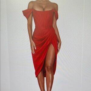 Elegant Red Off-Shoulder Dress